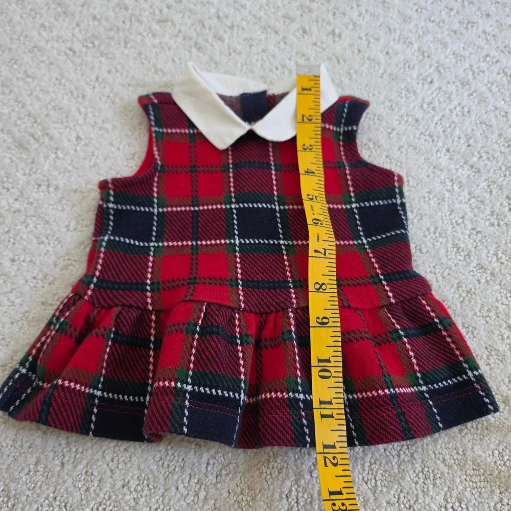 Janie and Jack Red Tartan Plaid Peter Pan Collar Holiday Dress size 12-18 Months